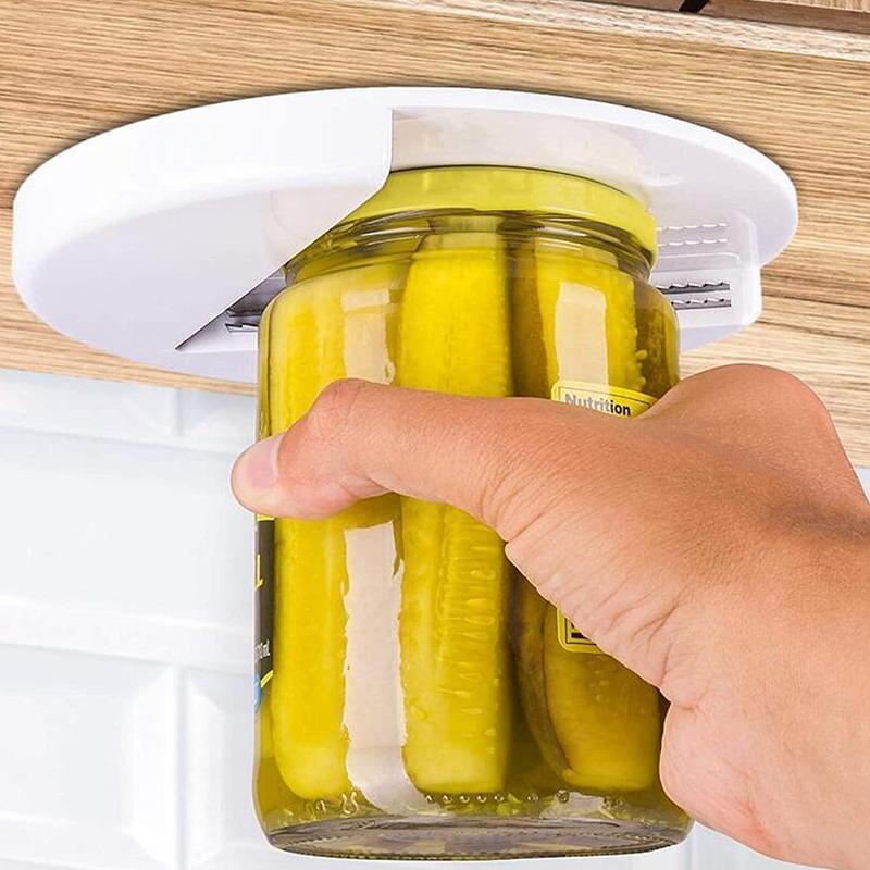 Creative Can Opener Under The Cabinet Self-adhesive Jar Bottle Opener Top Lid Remover Wet Grip Jar Opener EZ Jar Opener Weak Single Hand Under Cabinet Counter Lid Opener